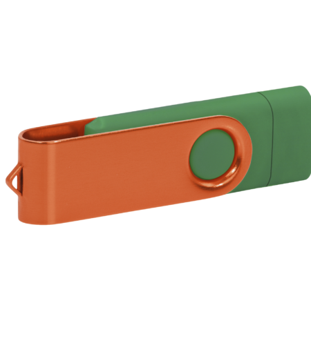 Pamięć USB PD-6 OTG P061196U ciemnozielony / pomarańczowy