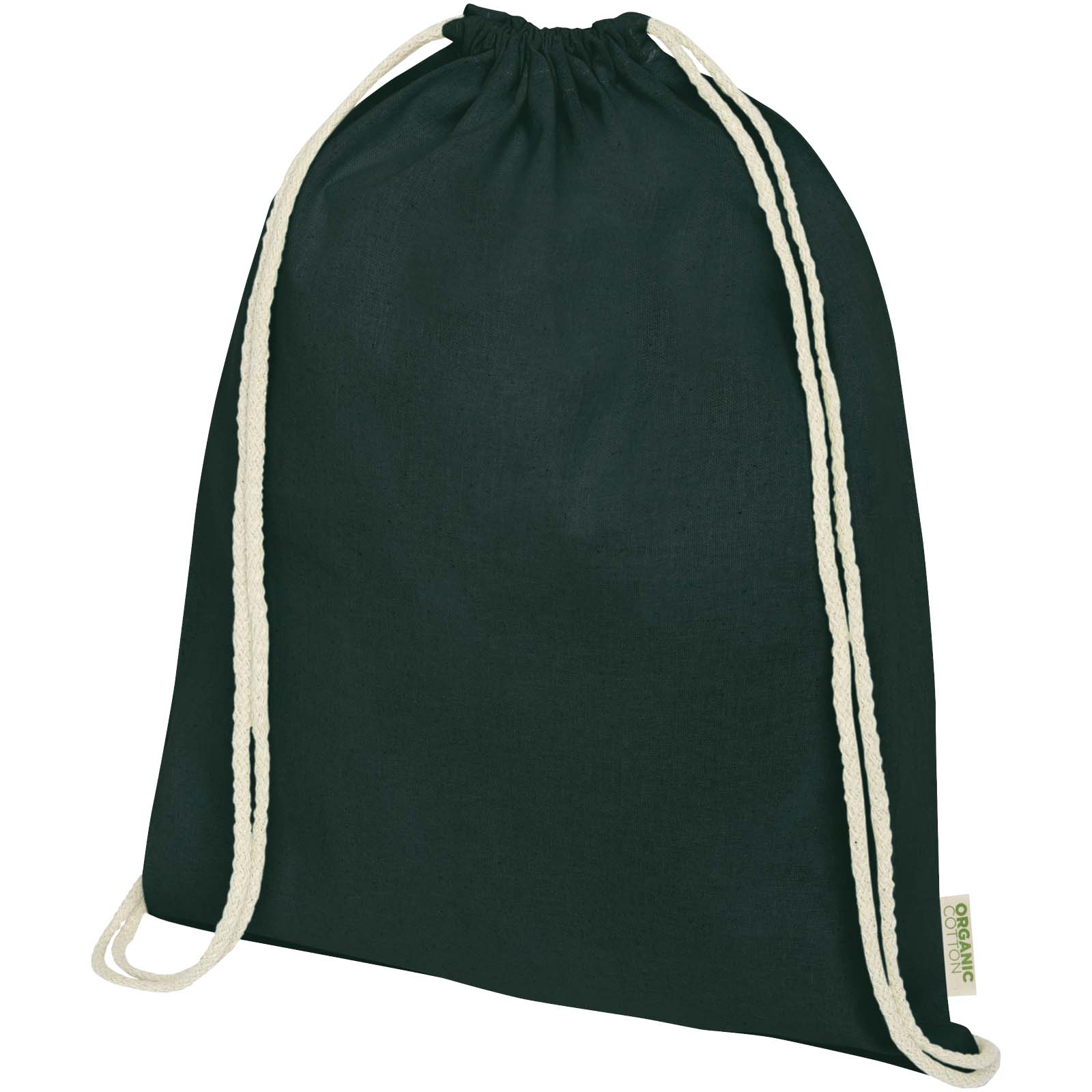 Orissa 100 g/m² organic cotton drawstring bag 5L P068767C ciemnozielony