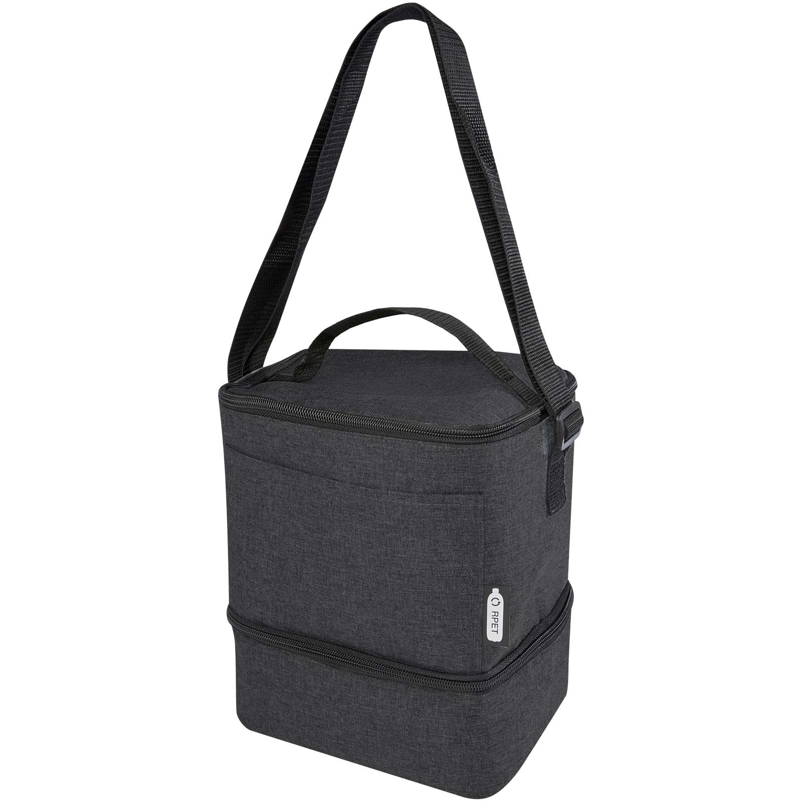 Torba termoizolacyjna na lunch Tundra mieszcząca 9 puszek, wykonana z plastiku PET z recyklingu P075027C heather charcoal