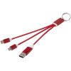 Metal kabel do ładowania 4 w 1 z aluminium z recyklingu z łańcuchem do kluczy P098374C czerwony