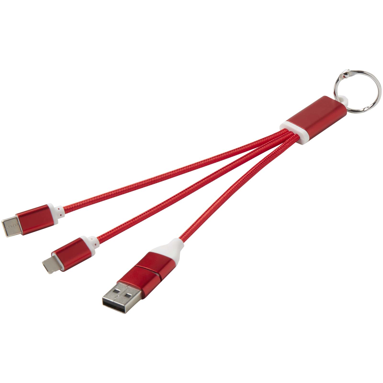 Metal kabel do ładowania 4 w 1 z aluminium z recyklingu z łańcuchem do kluczy P098374C PFC-124382-W