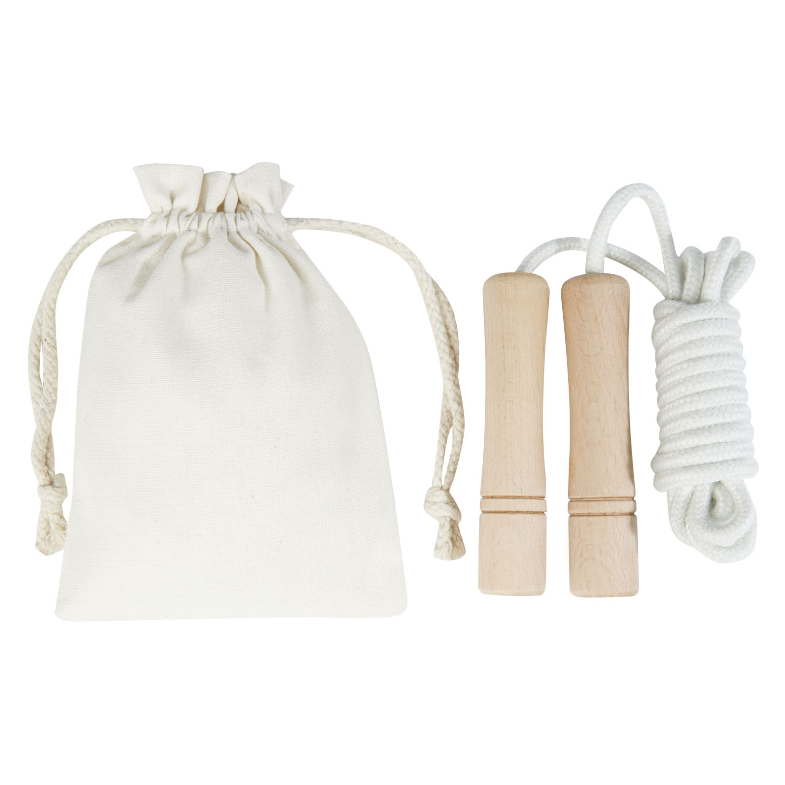 Skakanka drewniana Denise w bawełnianym woreczku P074836C