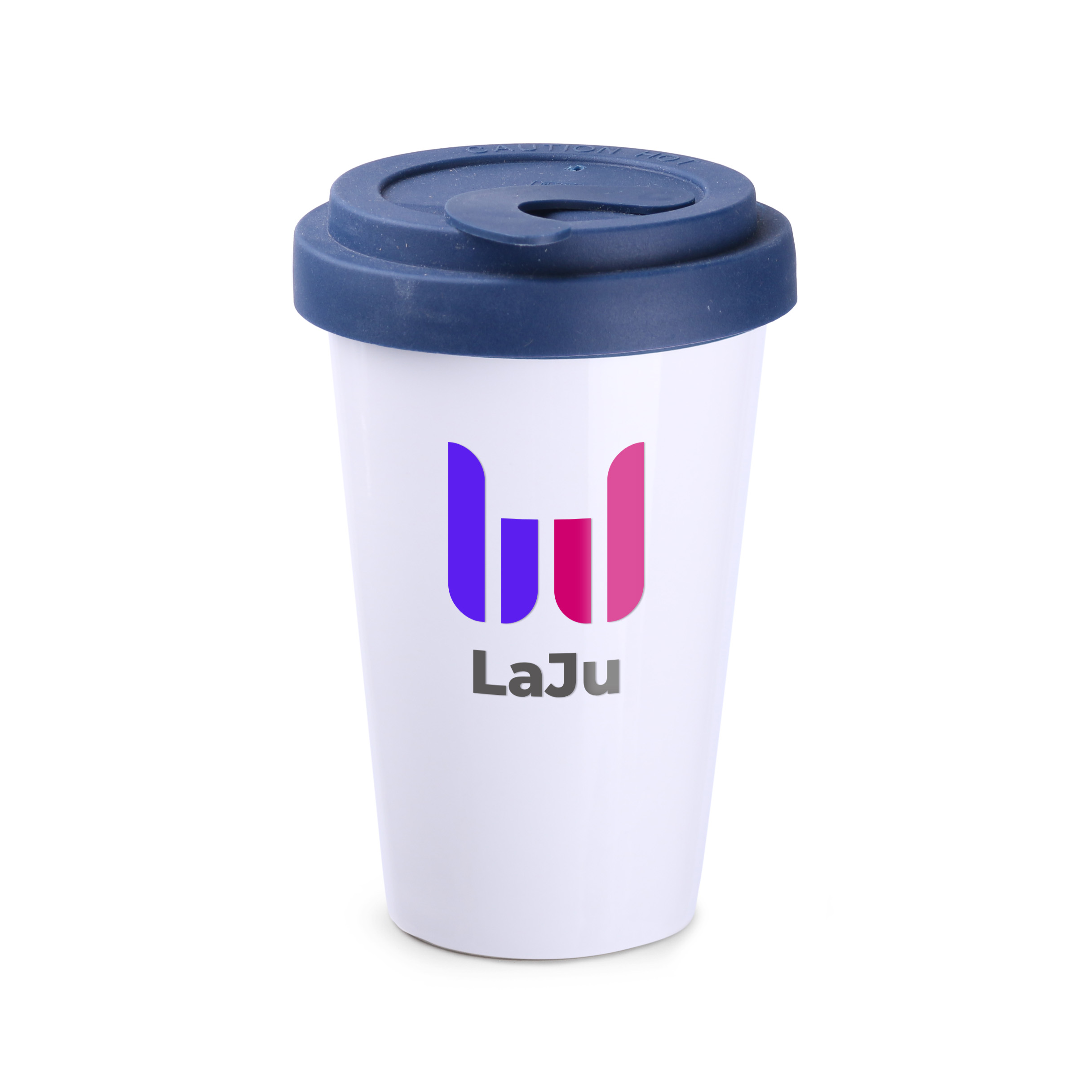 Kubek Freedom Lock 280 ml P041846M biały / granatowy