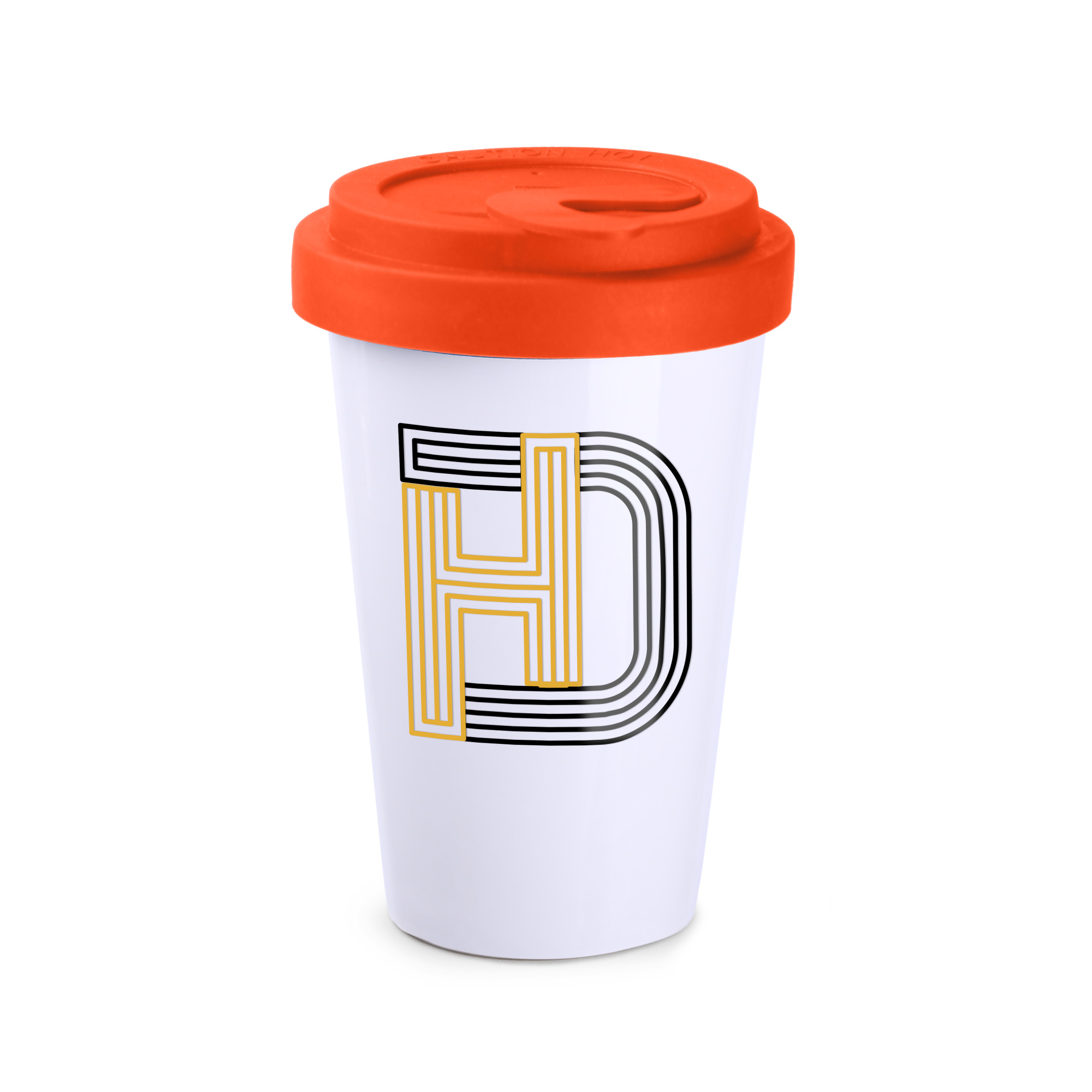 Kubek Freedom Lock 280 ml P041846M biały / pomarańczowy