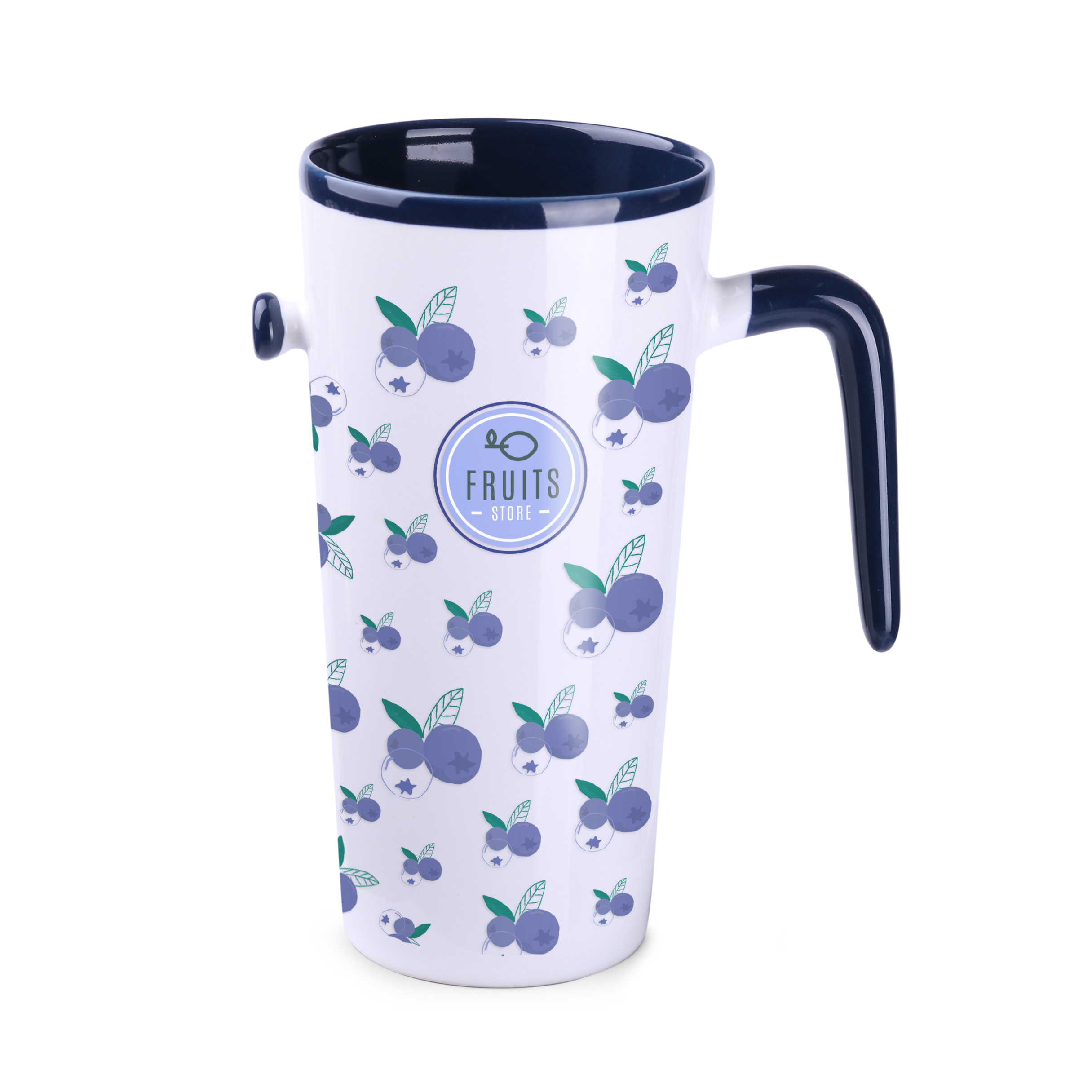Kubek Idea 390 ml P047048M biały / granatowy