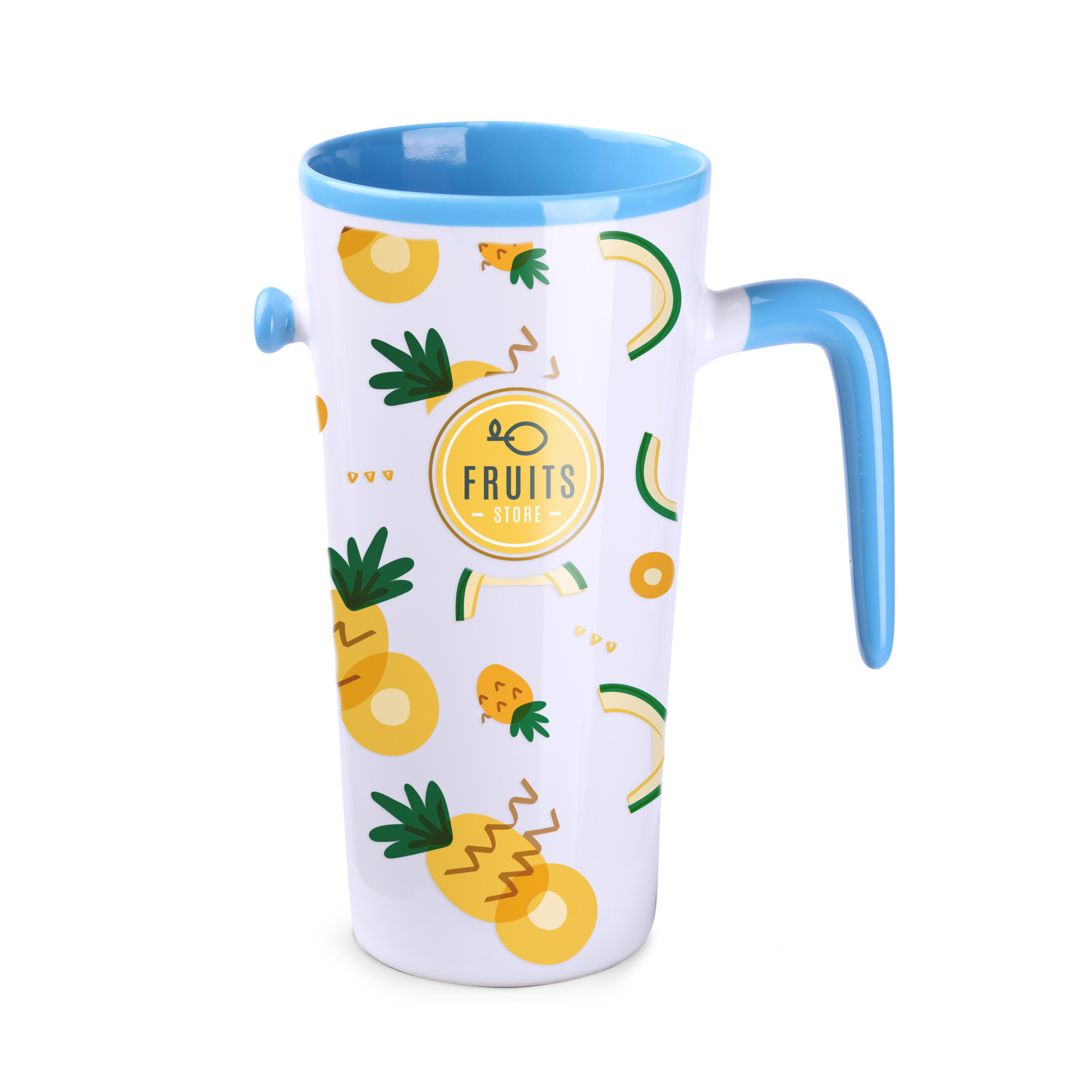 Kubek Idea 390 ml P047048M biały / jasnoniebieski