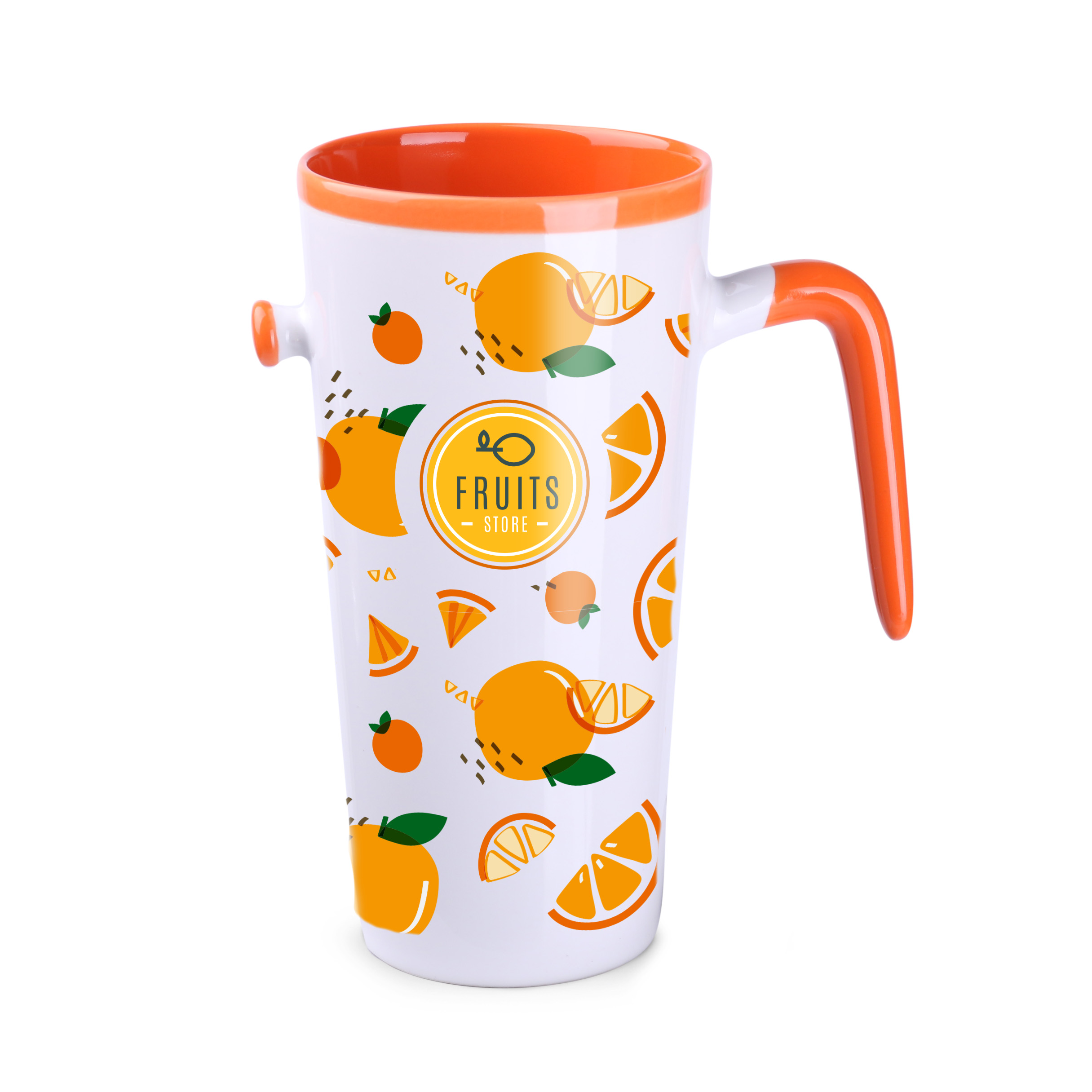 Kubek Idea 390 ml P047048M biały / pomarańczowy
