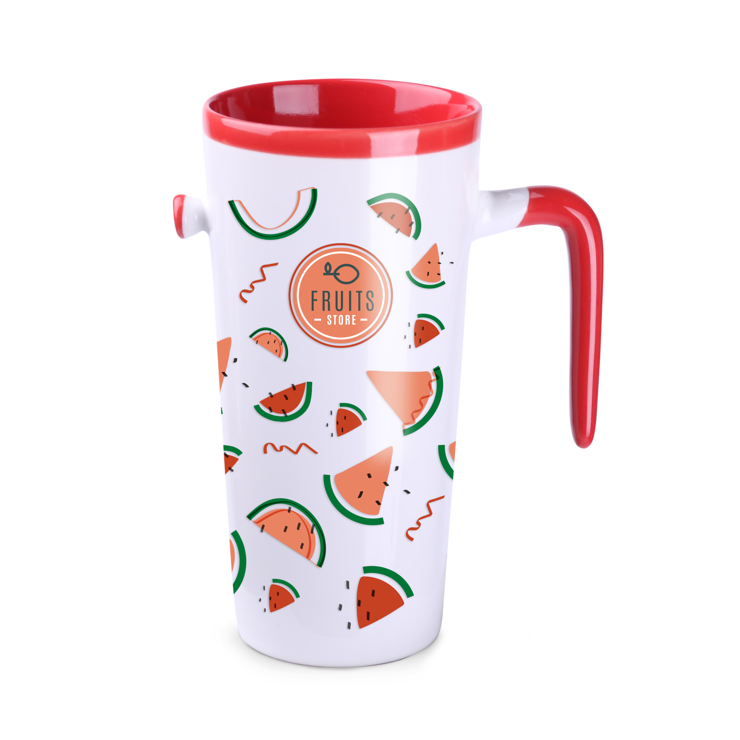 Kubek Idea 390 ml P047048M biały / czerwony