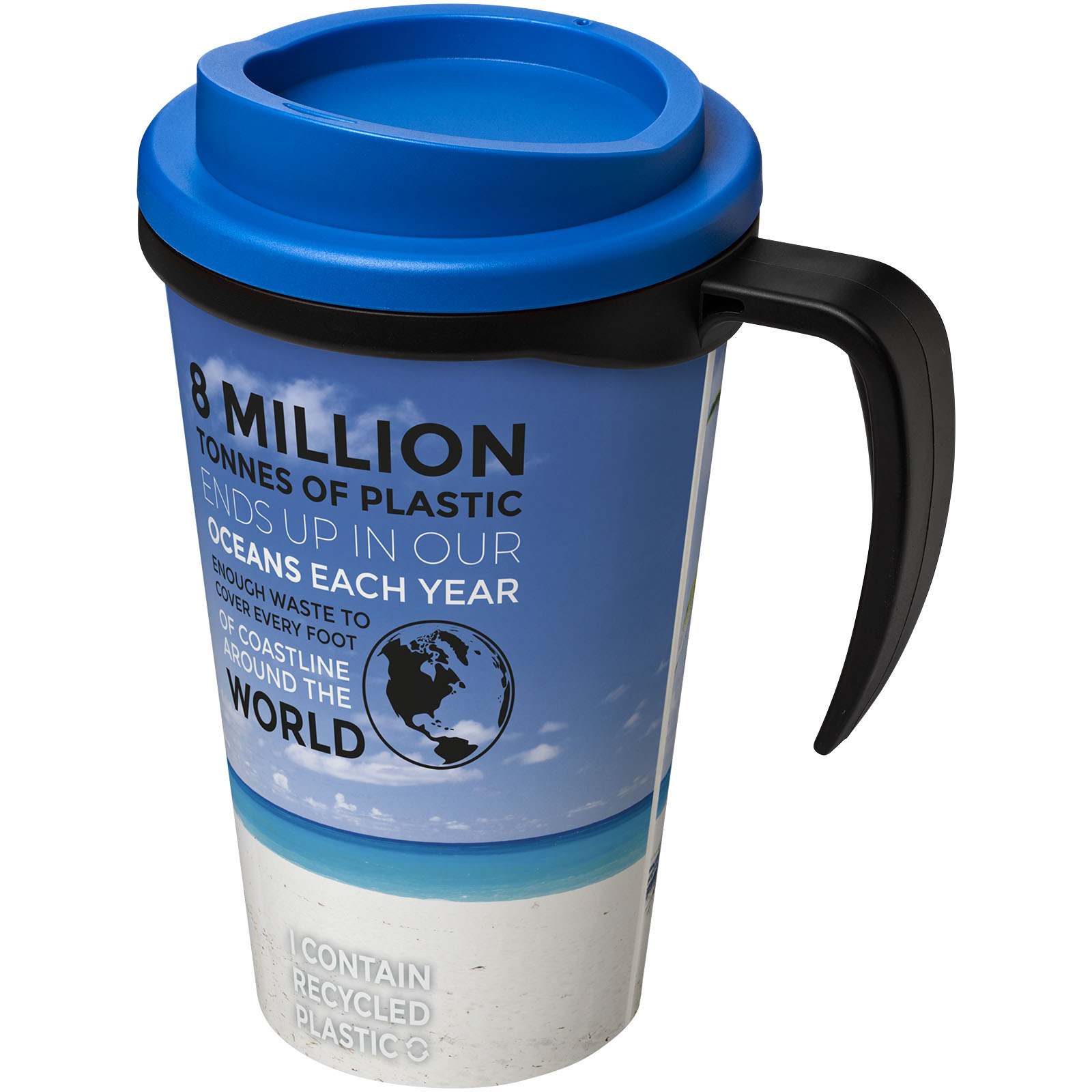 Kubek termiczny z serii Brite-Americano Grande o pojemności 350 ml P069042C czarny / średnioniebieski