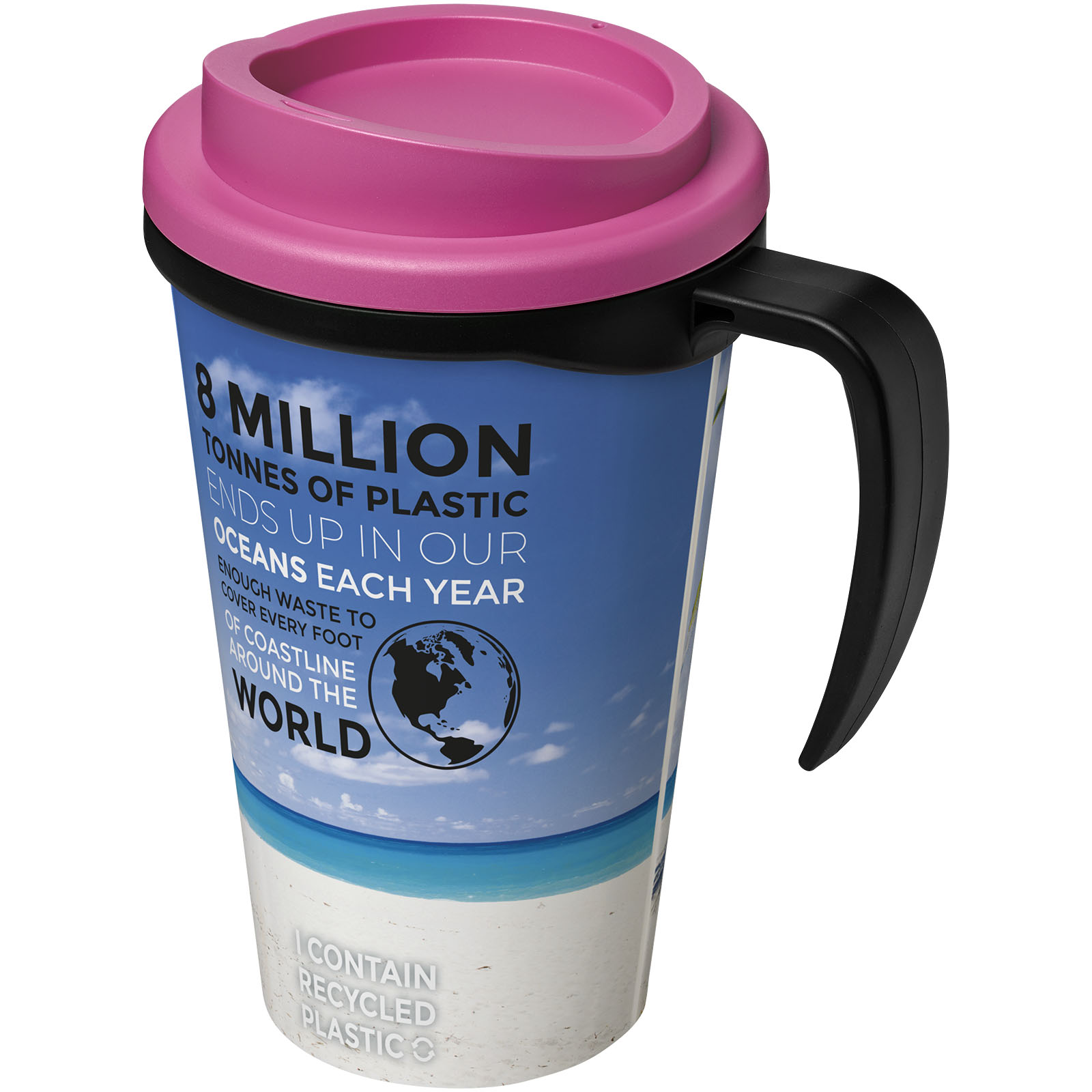 Kubek termiczny z serii Brite-Americano Grande o pojemności 350 ml P069042C czarny / różowy