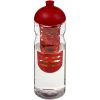 Bidon H2O Base® z wypukłym wieczkiem o pojemności 650 ml z możliwością przyrządzania wody smakowej P069263C przezroczysty / czerwony