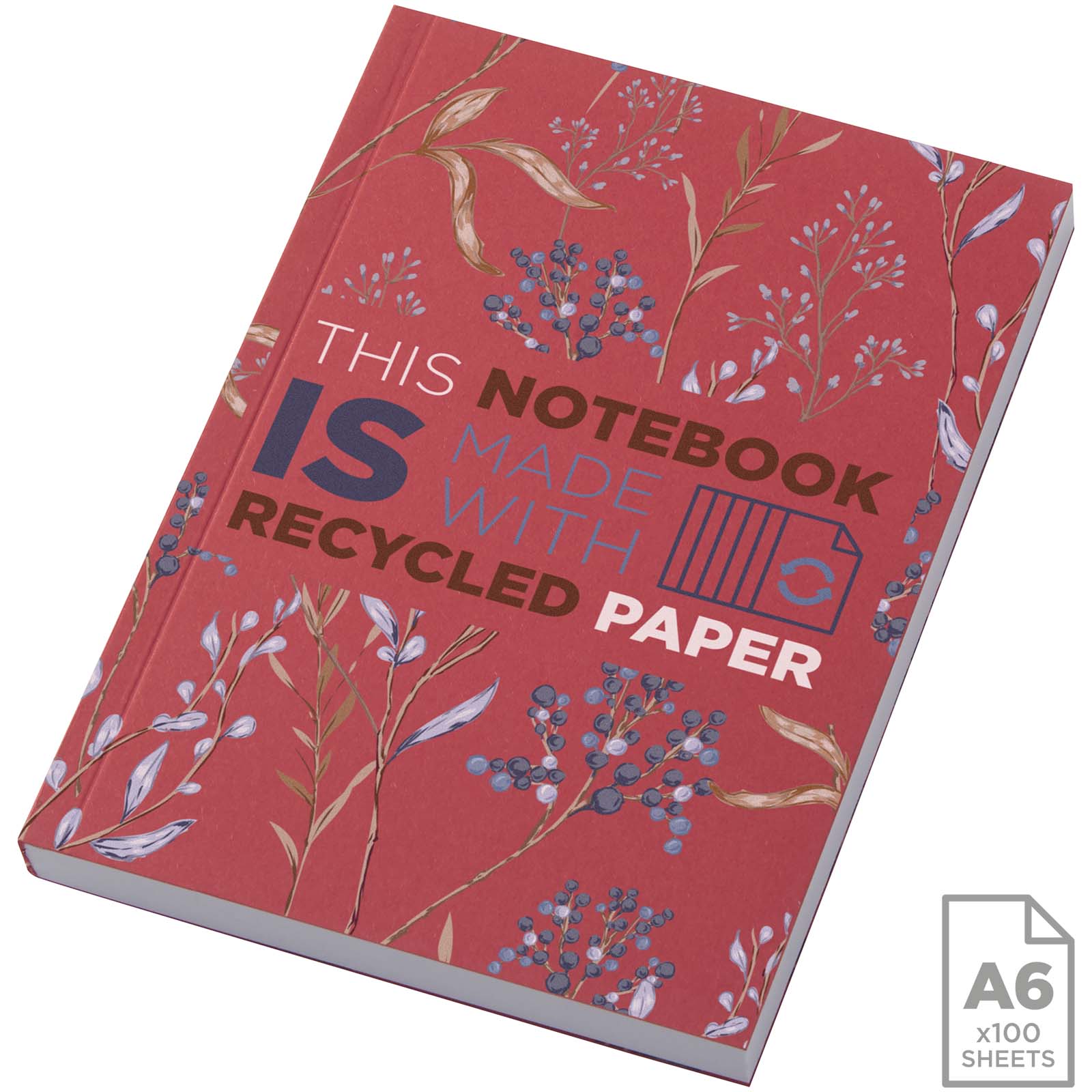 Notatnik A6 Novella Austen z miękkiej okładki z materiału z recyklingu, 100 kartek P109946C czerwony