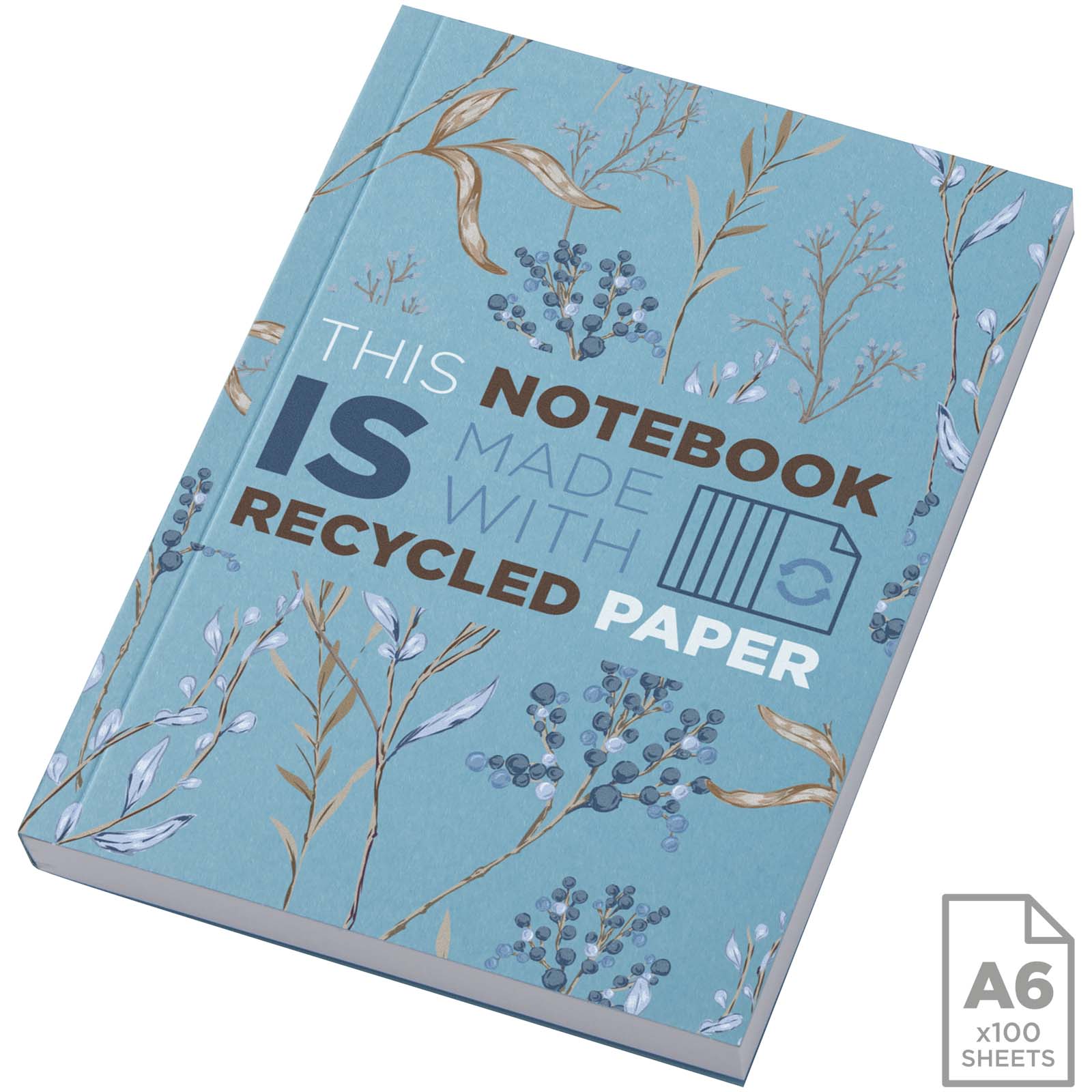 Notatnik A6 Novella Austen z miękkiej okładki z materiału z recyklingu, 100 kartek P109946C niebieski