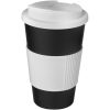Americano® 350 ml tumbler with grip & spill-proof lid P072775C czarny / biały Americano® 350 ml tumbler with grip & spill-proof lid P072775C czarny / biały