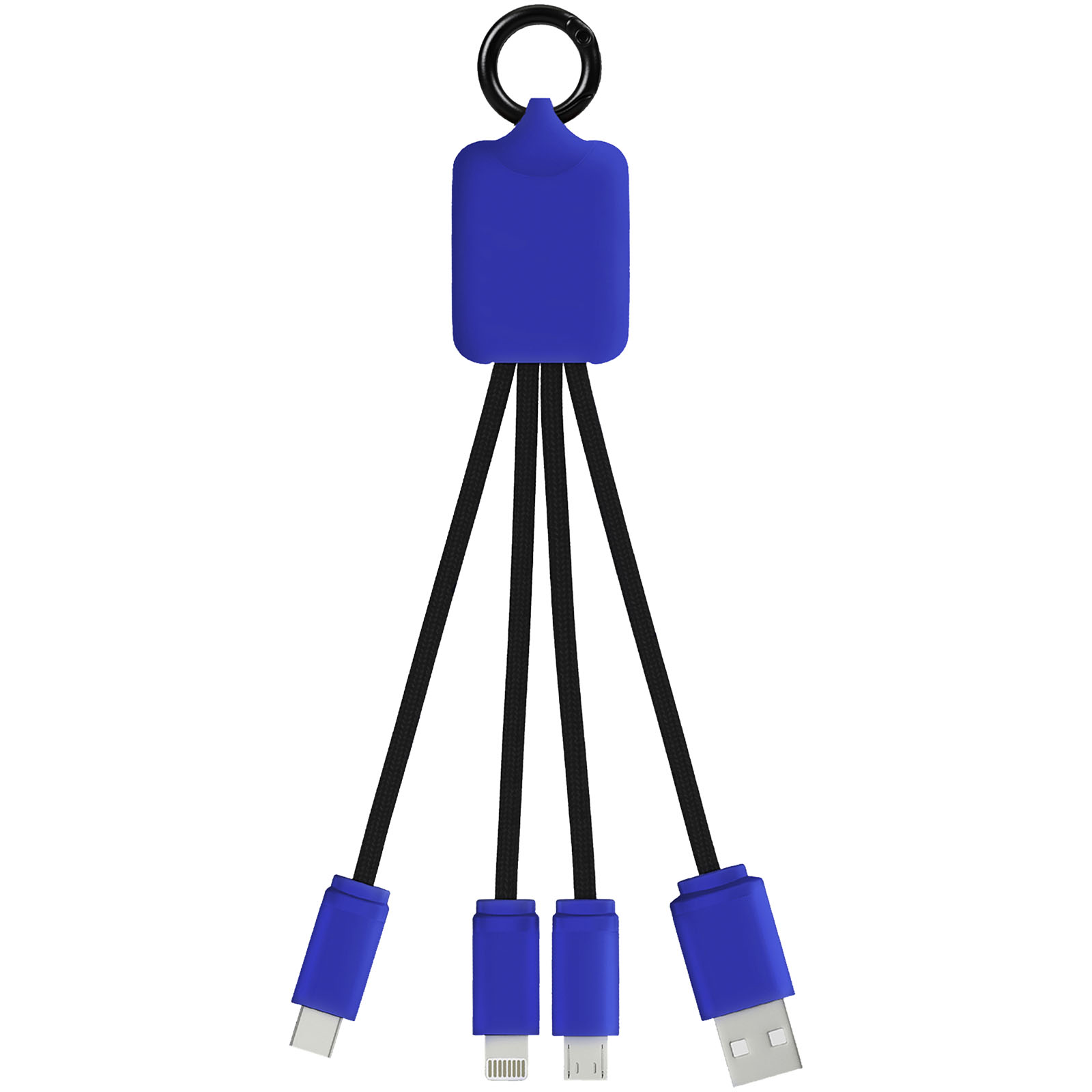 Kabel z podświetlonym logo 3w1 z brelokiem - SCX.design C15 P075788C reflex blue / czarny