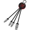 Kabel z podświetlonym logo 3w1 z brelokiem - SCX.design C16 P075793C czerwony / czarny