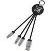 Kabel z podświetlonym logo 3w1 z brelokiem - SCX.design C16 P075793C czarny / biały