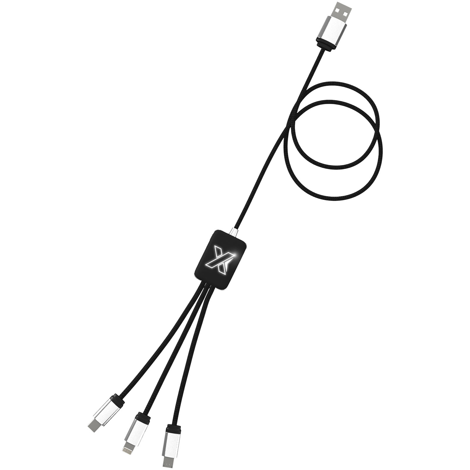 Kabel z podświetlonym logo 3w1 - SCX.design C17 P075821C czarny / biały