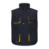 VL NERGAL. Wyściełana kamizelka, dwukolorowa, z wieloma kieszeniami (120 g/m²), z poliestru (100%) P095979S granatowy / żółty VL NERGAL. Wyściełana kamizelka, dwukolorowa, z wieloma kieszeniami (120 g/m²), z poliestru (100%) P095979S granatowy / żółty