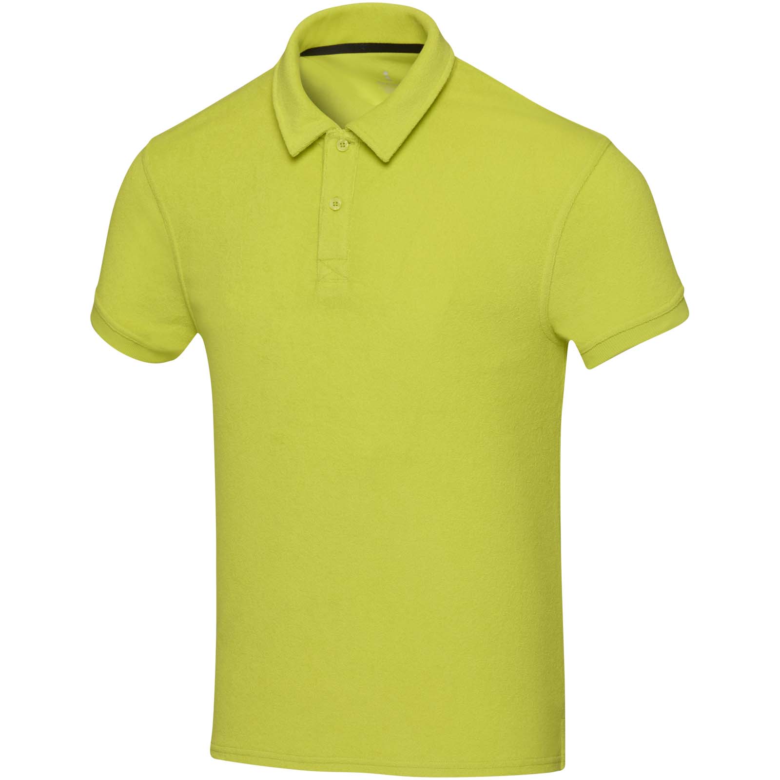 Koszulka polo Akoya z atestem GRS, unisex, z materiału frotte z recyklingu P109839C limonka
