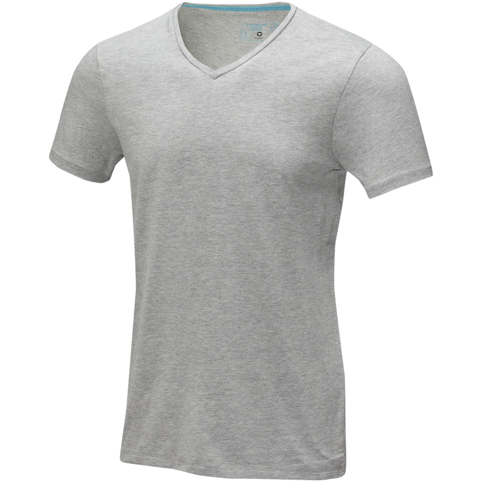 Kawartha short sleeve men's organic V-neck t-shirt P070252C szary melanż