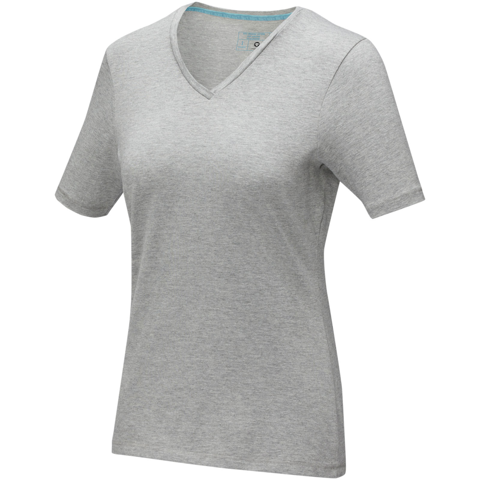 Kawartha short sleeve women's organic V-neck t-shirt P070308C szary melanż