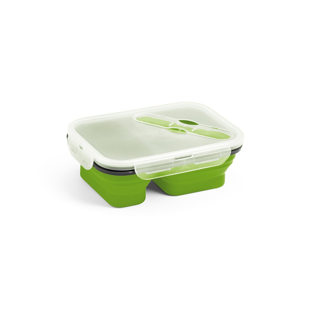 DILL. Lunch Box. Wysuwane hermetyczne pudełko wykonane z silikonu i PP (480 i 760 mL) P036951S jasnozielony