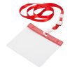 Smycz z miejscem na wejściówkę P111487D czerwony / transparentny