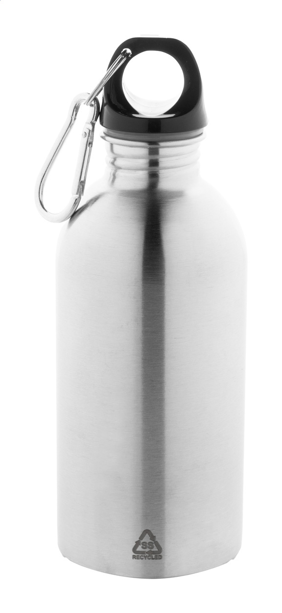 Butelka z ze stali nierdzewnej z recyklingu P118783D srebrny