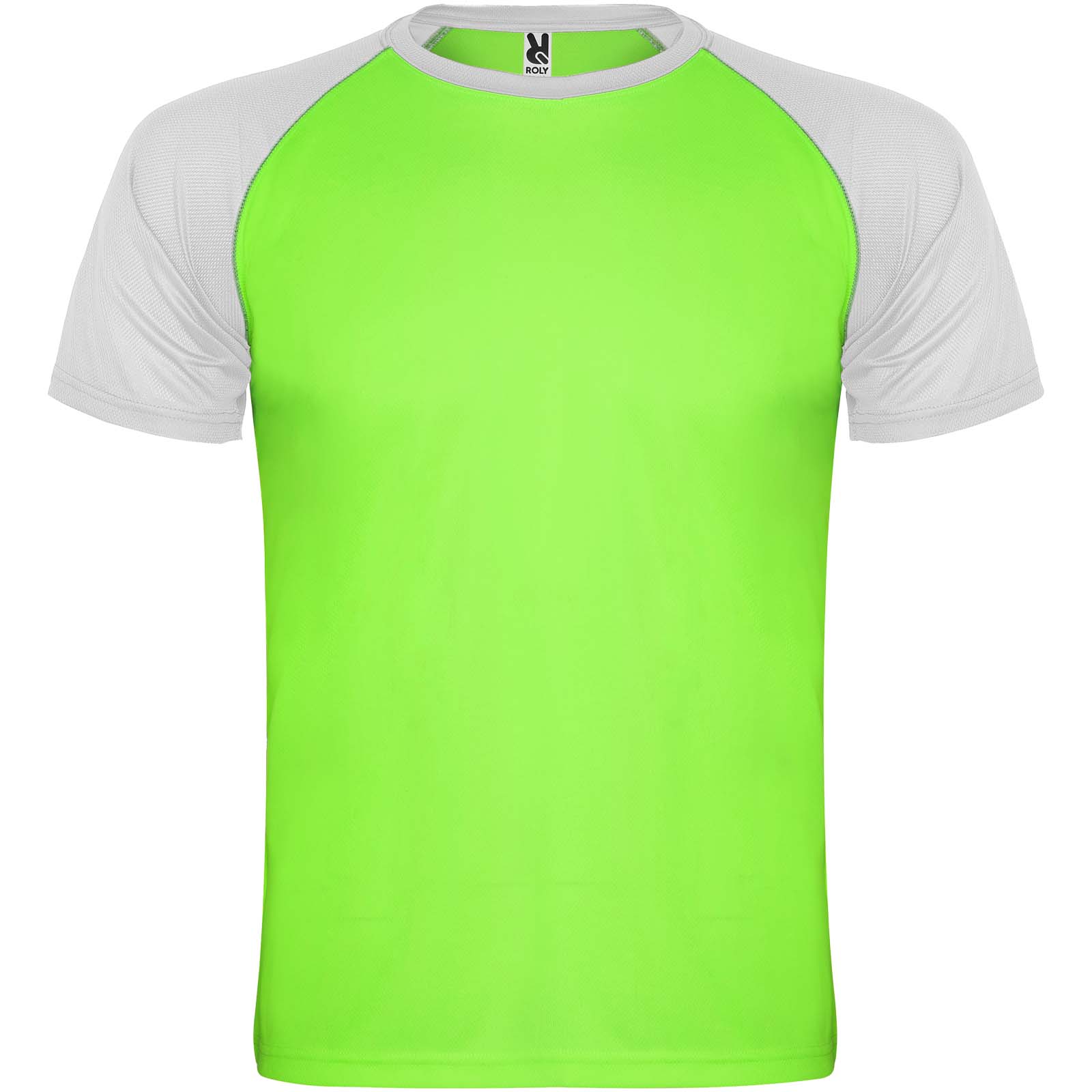 Indianapolis sportowa koszulka dziecięca z krótkim rękawem P082407C fluor green / biały
