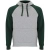 Badet dwukolorowa bluza z kapturem unisex P098969C szary melanż / butelkowa zieleń