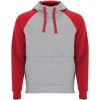 Badet dwukolorowa bluza z kapturem unisex P098969C szary melanż / czerwony
