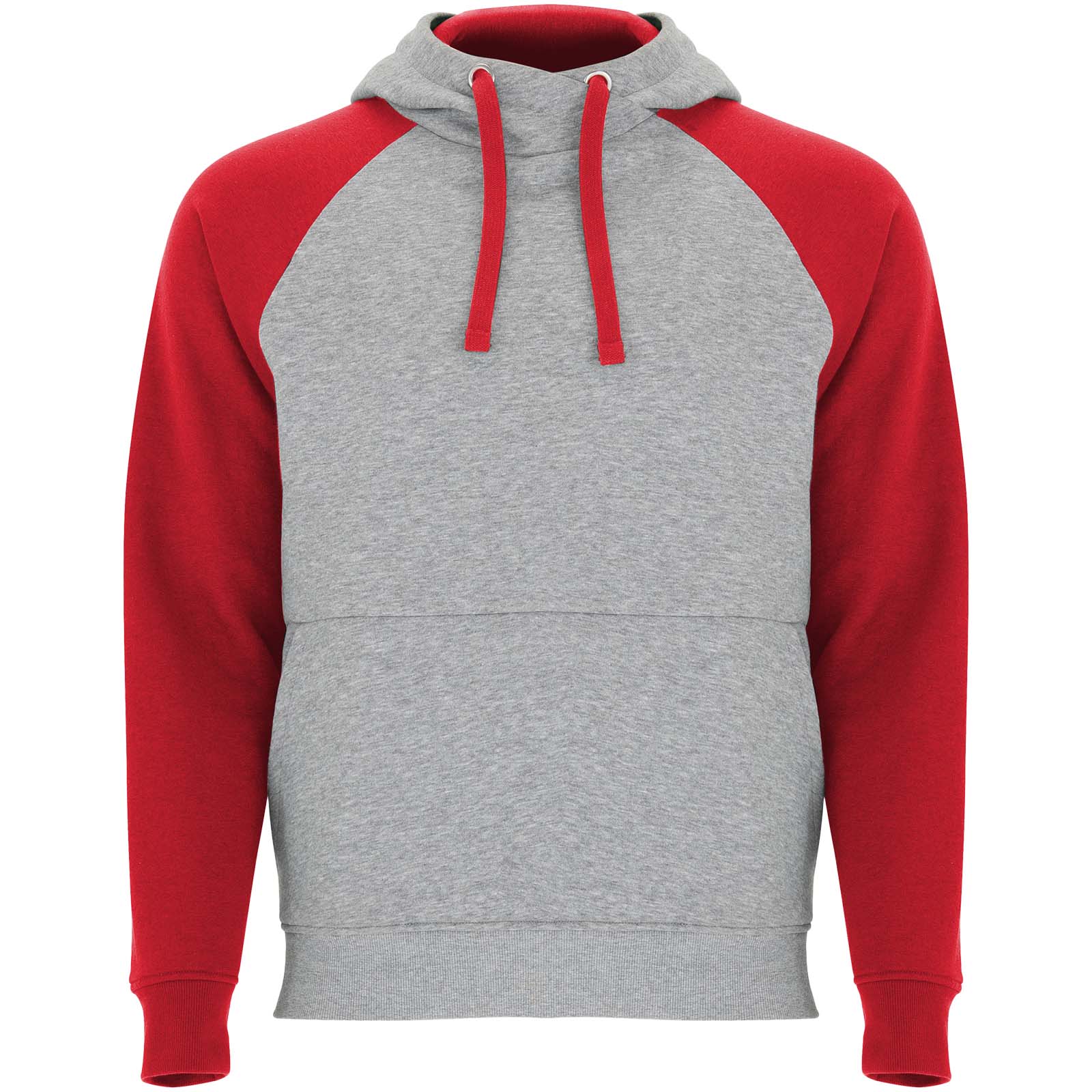 Badet dwukolorowa bluza z kapturem unisex P098969C szary melanż / czerwony