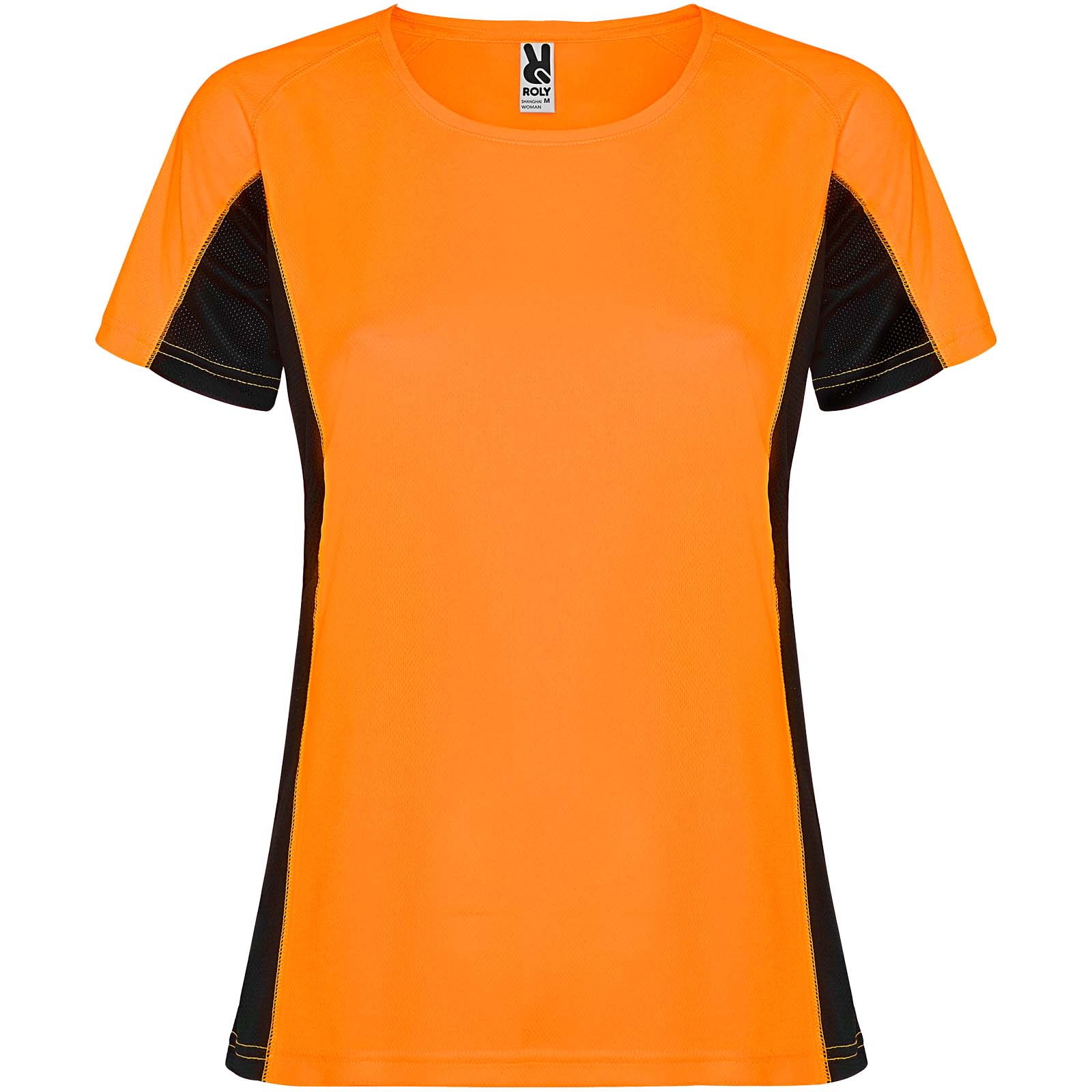 Shanghai sportowa koszulka damska z krótkim rękawem P082324C fluor orange / czarny