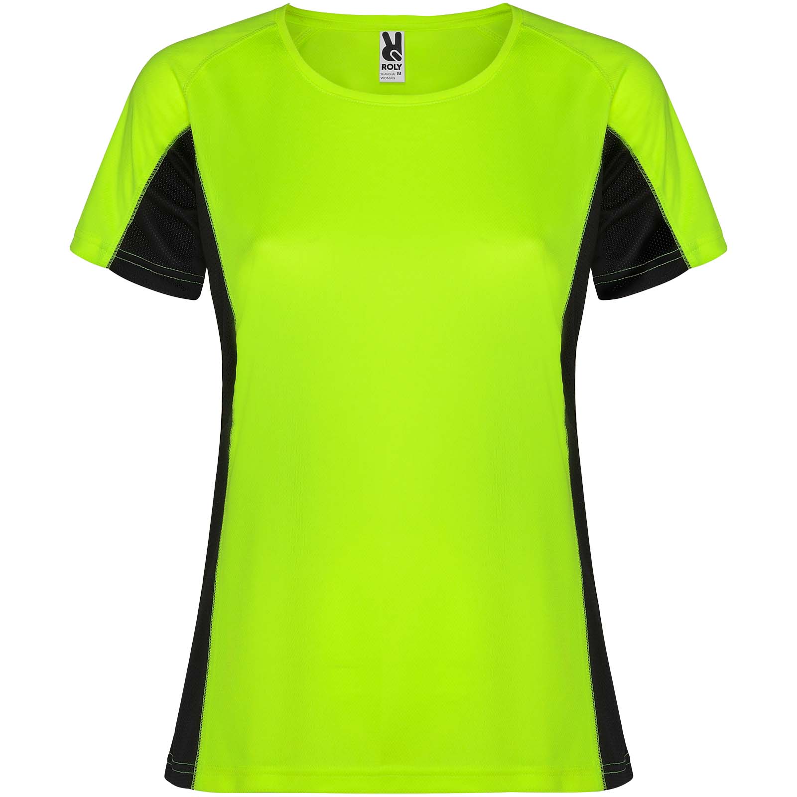 Shanghai sportowa koszulka damska z krótkim rękawem P082324C fluor green / czarny