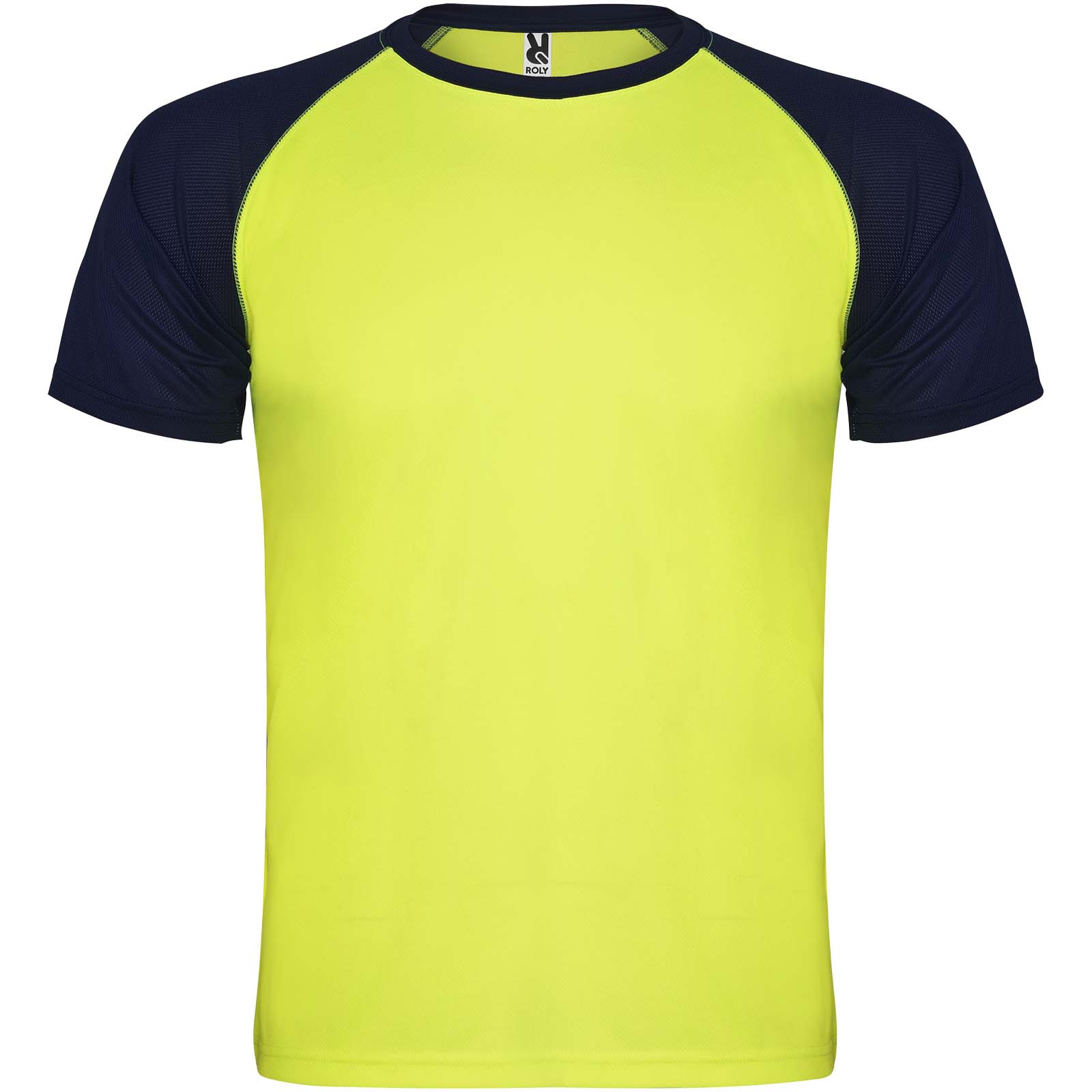 Indianapolis sportowa koszulka unisex z krótkim rękawem P082359C fluor yellow / navy blue