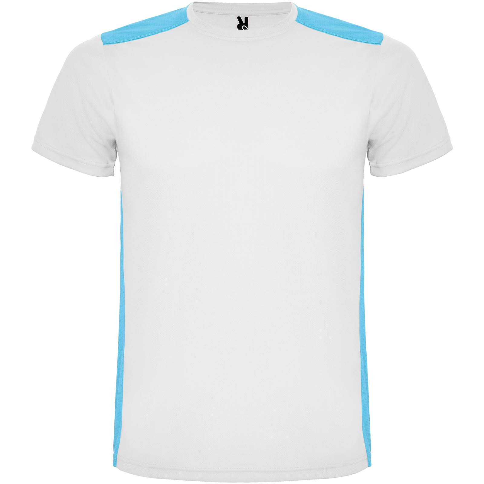 Detroit sportowa koszulka unisex z krótkim rękawem P082439C biały / turkusowy