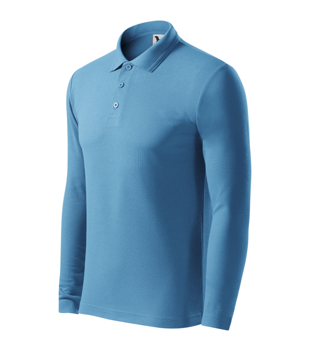 Koszulka polo męska Pique Polo LS P027431F lazurowy