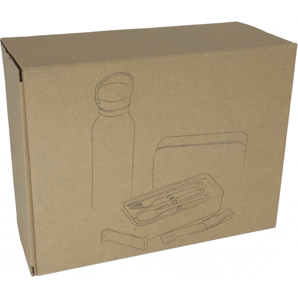 Zestaw lunch box ze sztućcami i butelka termiczna 500 ml P086719K