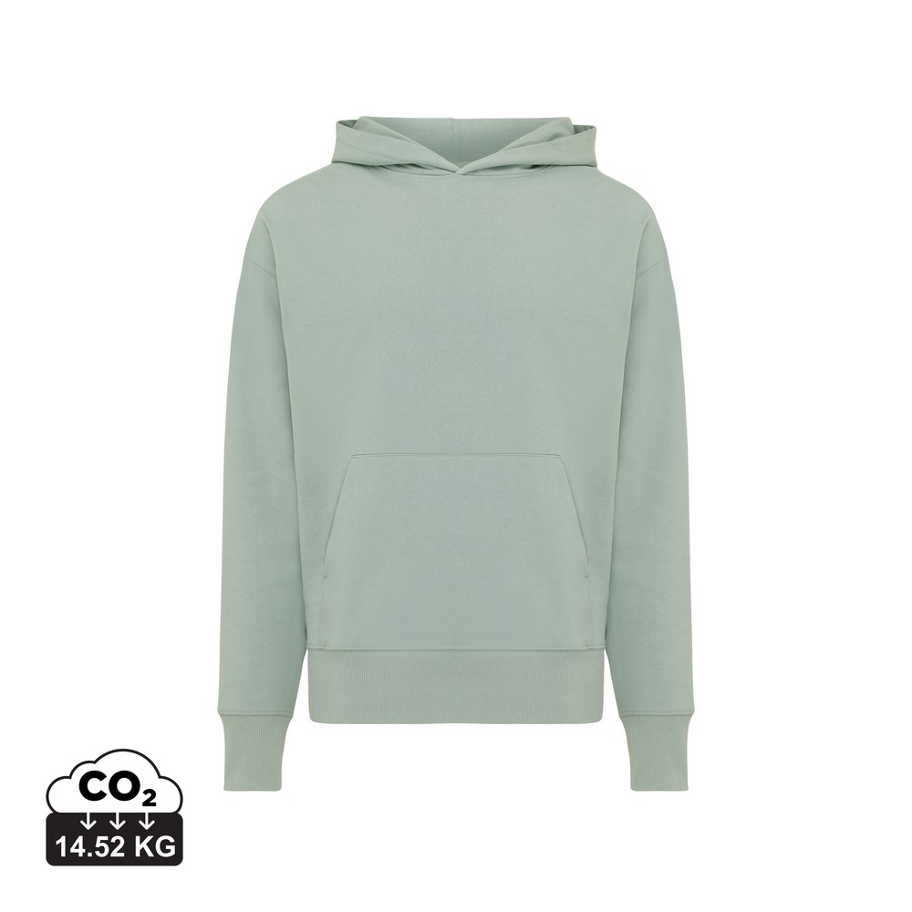 Luźna bluza z kapturem z bawełny z recyklingu Iqoniq Yoho P047471X iceberg green