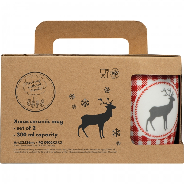 Zestaw 2 świątecznych kubków porcelanowych 300 ml P086833K 7 Zestaw 2 świątecznych kubków porcelanowych 300 ml P086833K