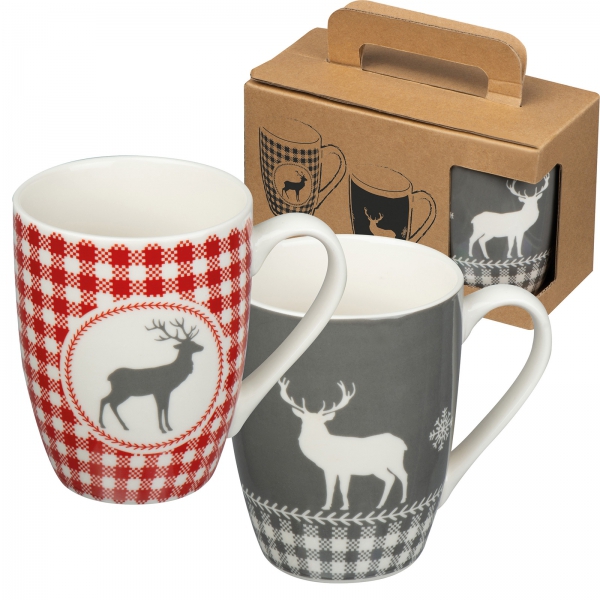 Zestaw 2 świątecznych kubków porcelanowych 300 ml ARMIN P086833K MC-2536mc-300ml