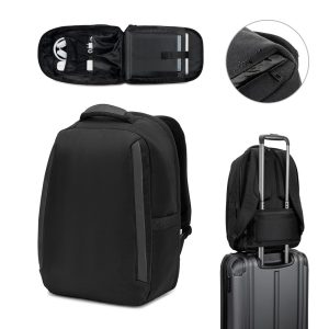 YANGON BPACK. Plecak antykradzieżowy, z diagonalu z powłoką hydrofobową i poliestru 600D z recyklingu o wysokiej gęstości, do laptopa 17. 3" P122191S ST-92393-103