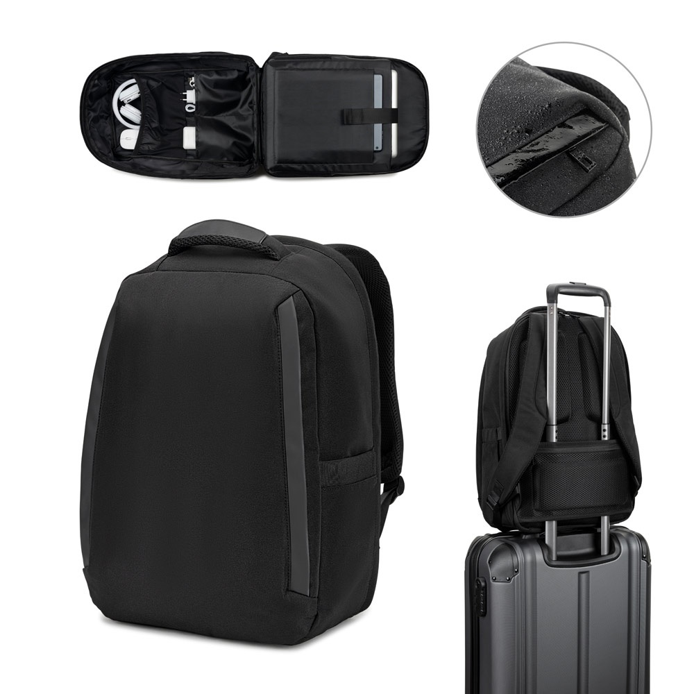YANGON BPACK. Plecak antykradzieżowy, z diagonalu z powłoką hydrofobową i poliestru 600D z recyklingu o wysokiej gęstości, do laptopa 17. 3" P122191S ST-92393-103