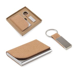 GOSLING. Zestaw składający się z etui na karty i etui na klucze, wykonanych z metalu i korka P122236S ST-95099-160