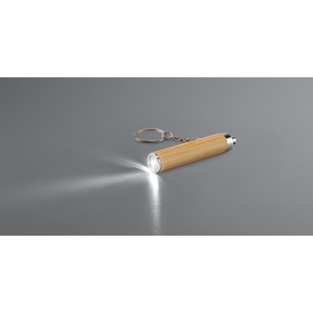 RACHEL. Bamboo and ABS key ring with LED torch P122239S