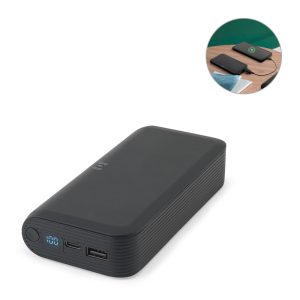 BECKER 20. Power bank 20 000 mAh z recyklingowanego ABS (100% rABS) z superszybką ładowarką bezprzewodową 15 W P122242S ST-97144-103