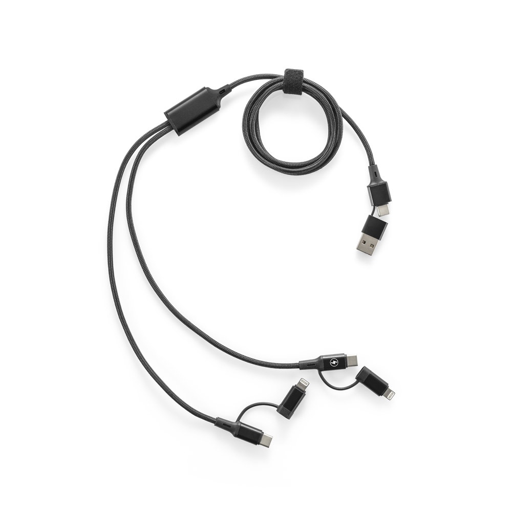 BERTOZZI. Superszybki kabel USB 6 w 1 wykonany z aluminium i przetworzonego PET P122243S