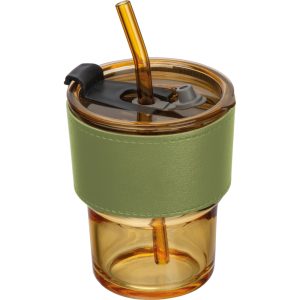 Kubek szklany ze słomką 320 ml CLEMENS P087096K MC-83844-W