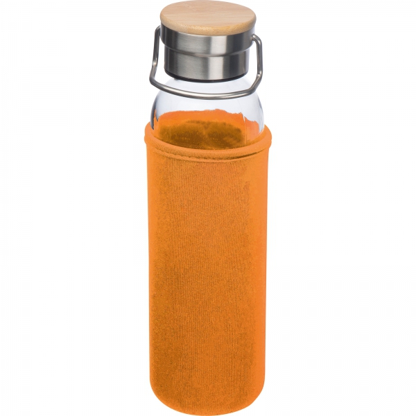 Butelka szklana z pokrowcem 600 ml P086996K pomarańczowy